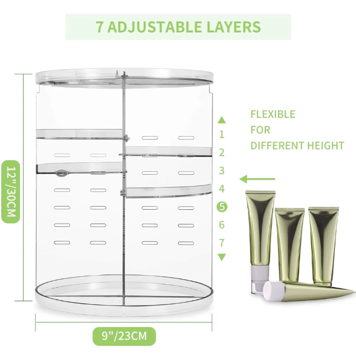 Organizador de Maquillaje Giratorio 360 ° para Guardar el Maquillaje y las Joyas