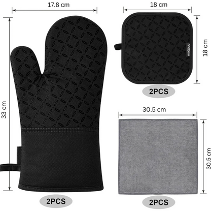 Juego de 6 Piezas de Guantes y Manoplas para Horno Resistentes Al Calor