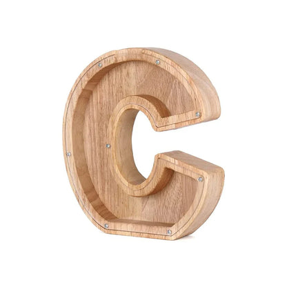 Hucha De Madera Con Forma De Alfabeto Y Ventana Transparente Para Ahorrar Con Estilo