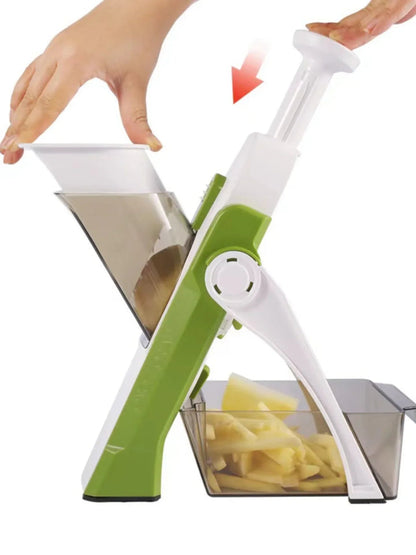 Cortadora De Verduras 5 En 1 Con Bandeja Colectora 1 + 1 Gratis Segura