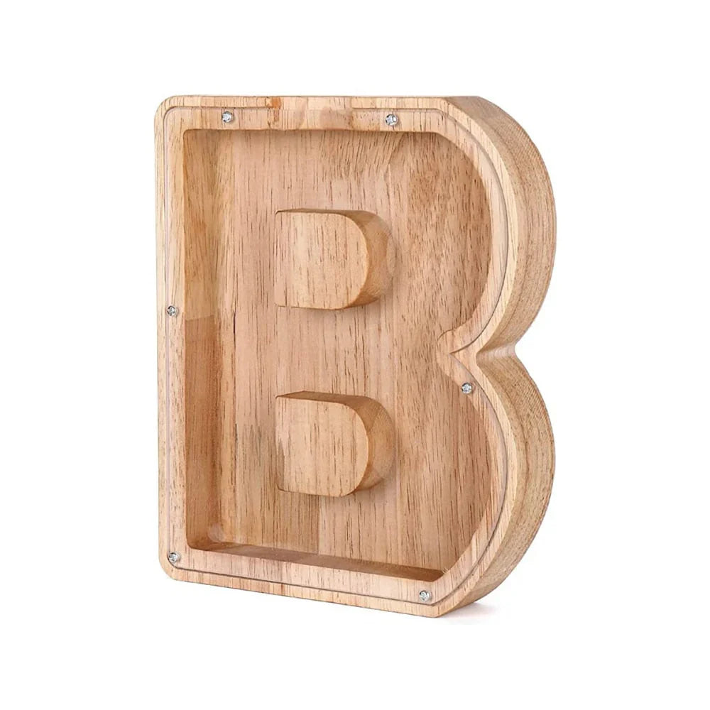 Hucha De Madera Con Forma De Alfabeto Y Ventana Transparente Para Ahorrar Con Estilo
