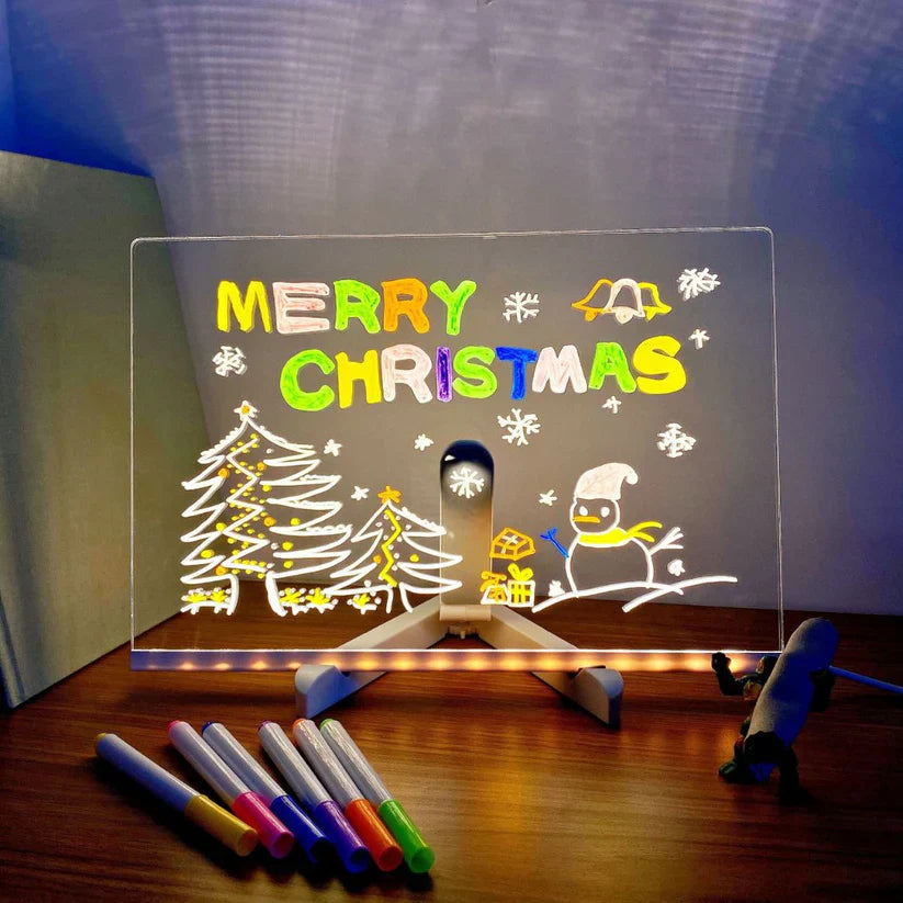Pizarra de dibujo de escritura con LED para niños | Superficie reutilizable con luz para notas creativas, arte y aprendizaje