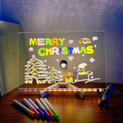 Pizarra de dibujo de escritura con LED para niños | Superficie reutilizable con luz para notas creativas, arte y aprendizaje