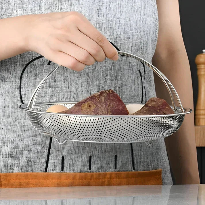 Cesto De Acero Inoxidable Para Cocinar Al Vapor - Escurridor Y Escurridor Plegable Para La Cocina Prepárate Para Cocinar Al Vapor
