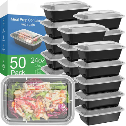 Juego De 50 Recipientes Para Preparar Comidas Con Tapa - Ideal Para Preparar Comidas