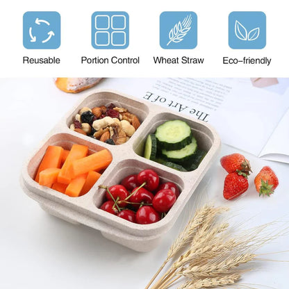 Cajas De 4 Compartimentos Para Comida Preparada De Estilo Bento En Un Pack De 4 - Sostenibles Y Prácticas