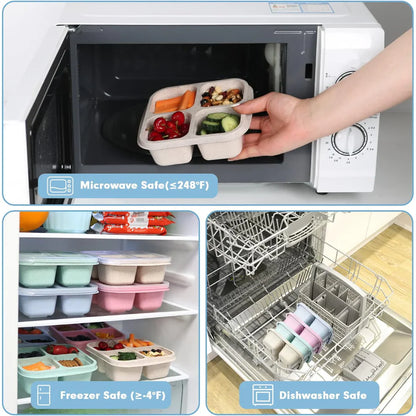 Cajas De 4 Compartimentos Para Comida Preparada De Estilo Bento En Un Pack De 4 - Sostenibles Y Prácticas