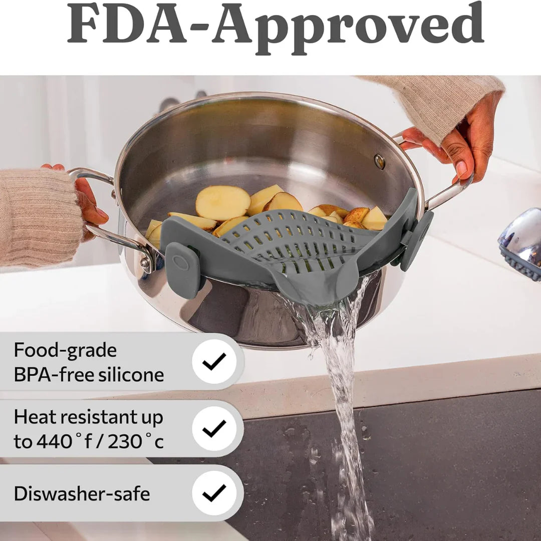 Colador De Silicona Con Pinza - Bandeja De Goteo Resistente Al Calor Para Alimentos Colador De Silicona Con Pinza