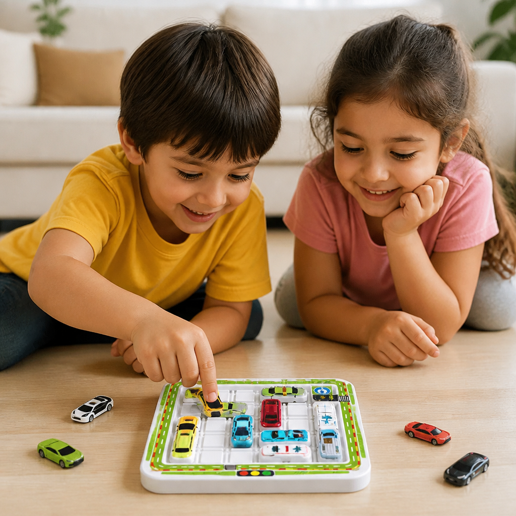 Pensamiento lógico – rompecabezas de estacionamiento de autos para niños