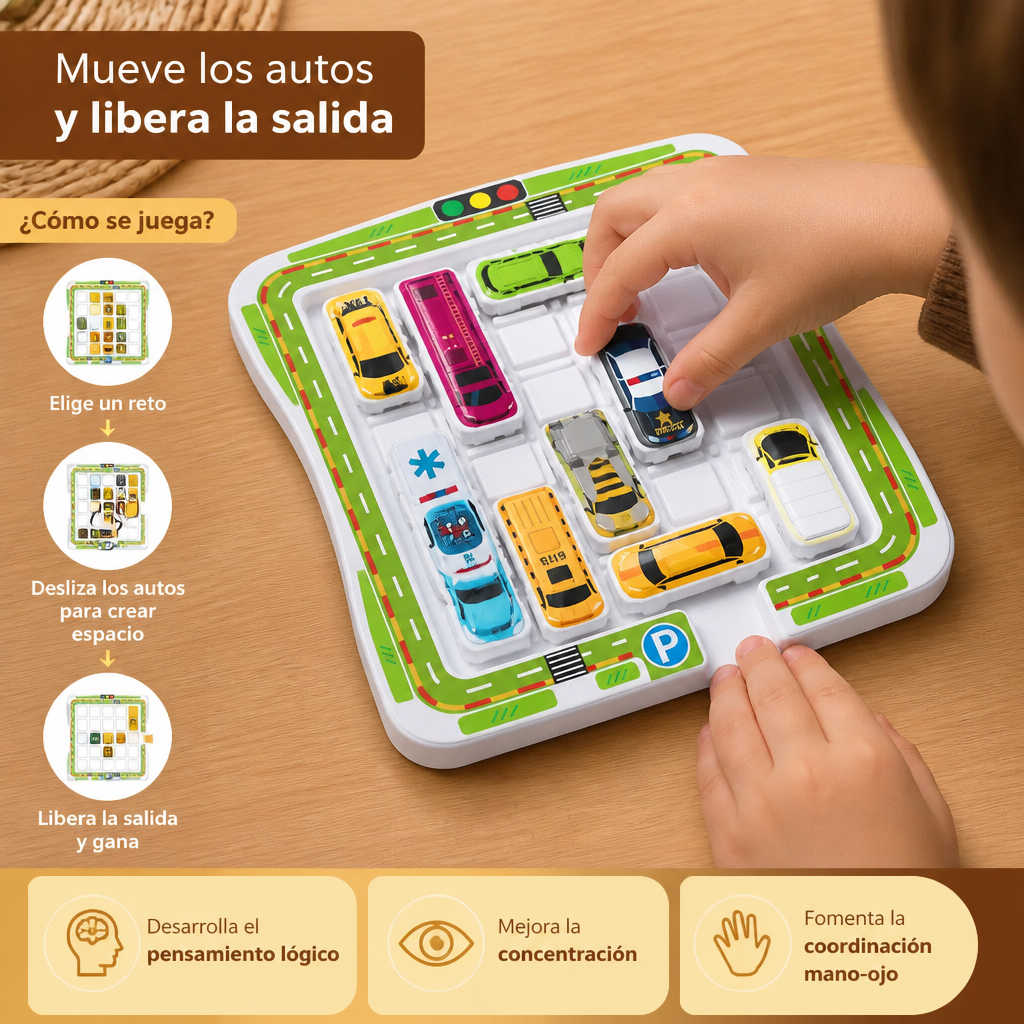 Pensamiento lógico – rompecabezas de estacionamiento de autos para niños