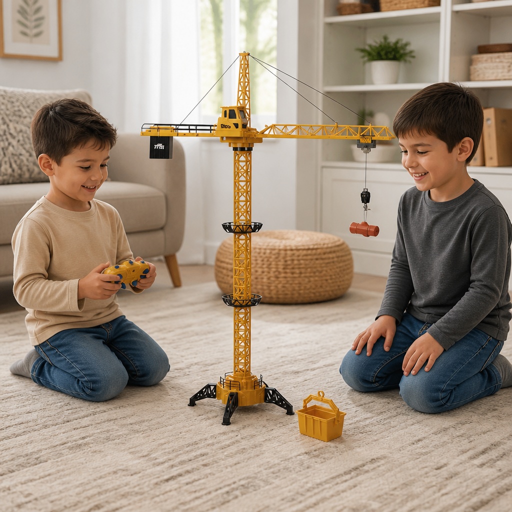 Grúa torre a control remoto – juguete de construcción con giro de 360° y función de elevación