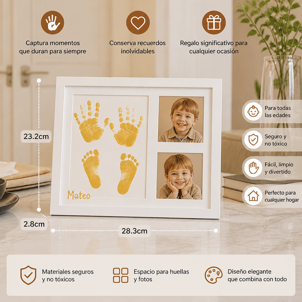 Kit de marco de recuerdo DIY para niños – huella de mano y portafotos