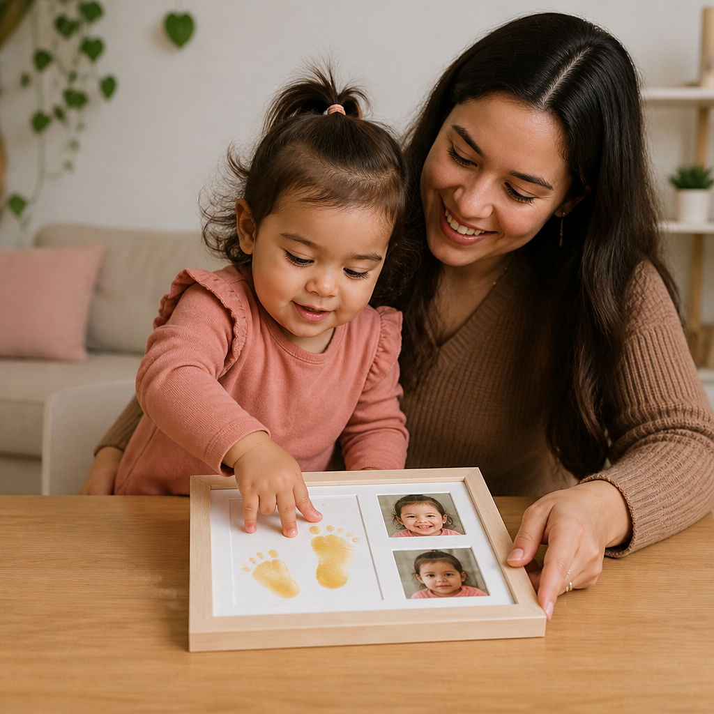 Kit de marco de recuerdo DIY para niños – huella de mano y portafotos
