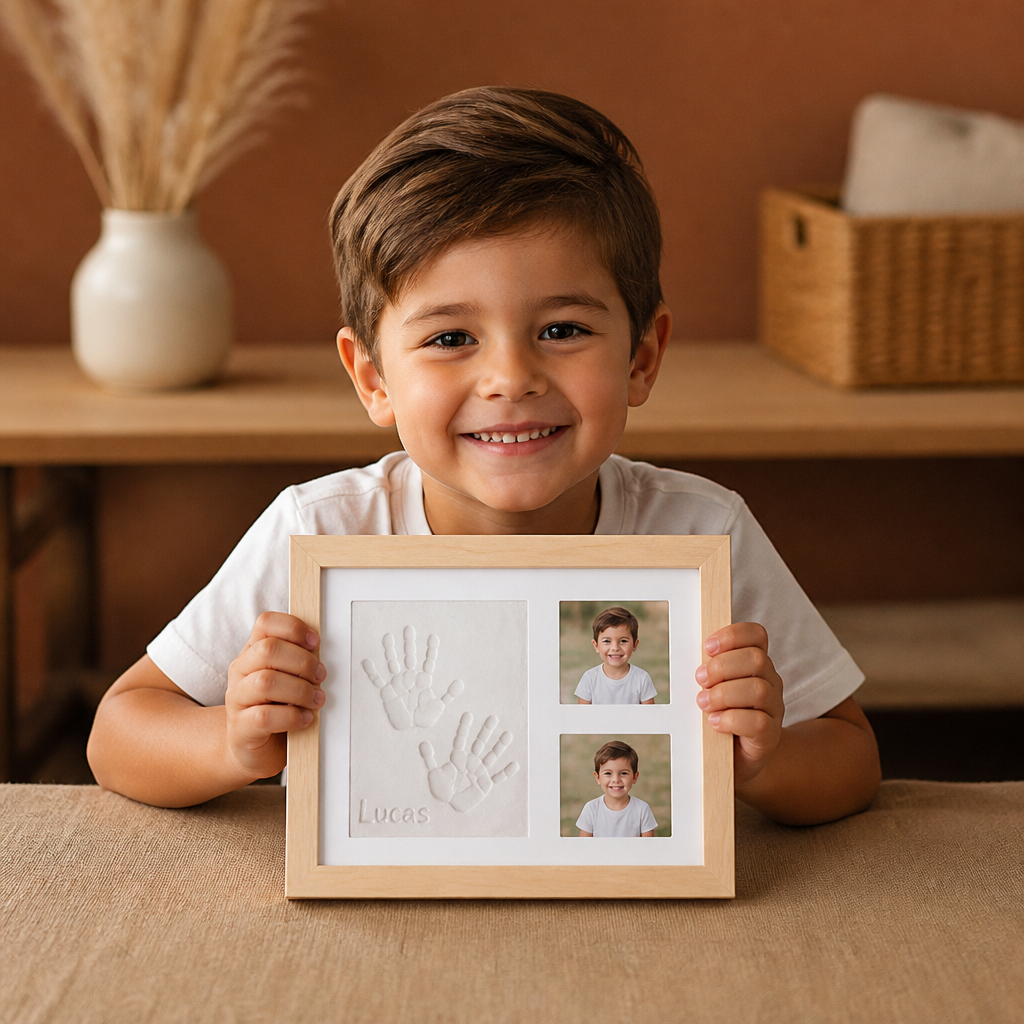 Kit de marco de recuerdo DIY para niños – huella de mano y portafotos