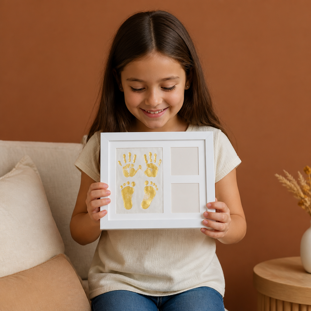 Kit de marco de recuerdo DIY para niños – huella de mano y portafotos