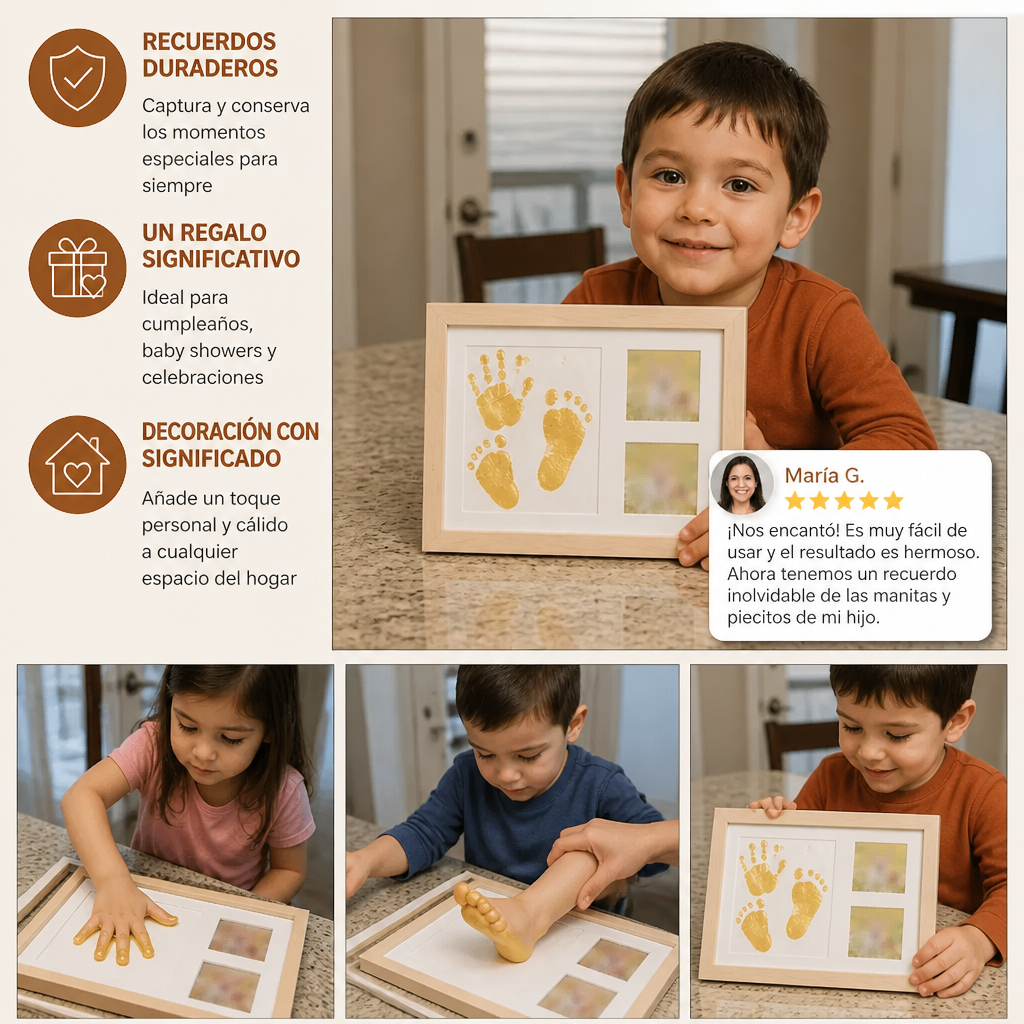 Kit de marco de recuerdo DIY para niños – huella de mano y portafotos