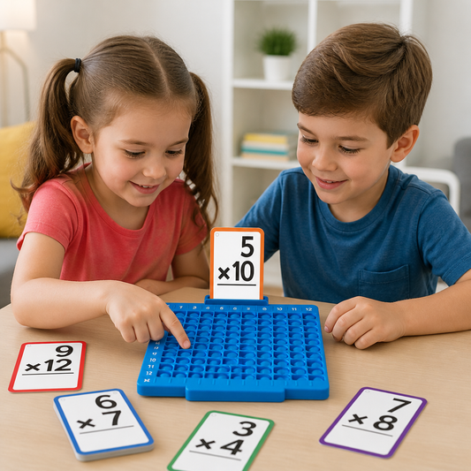 Set de tarjetas para aprender matemáticas con tablero de cálculo – Suma, resta, multiplicación y división