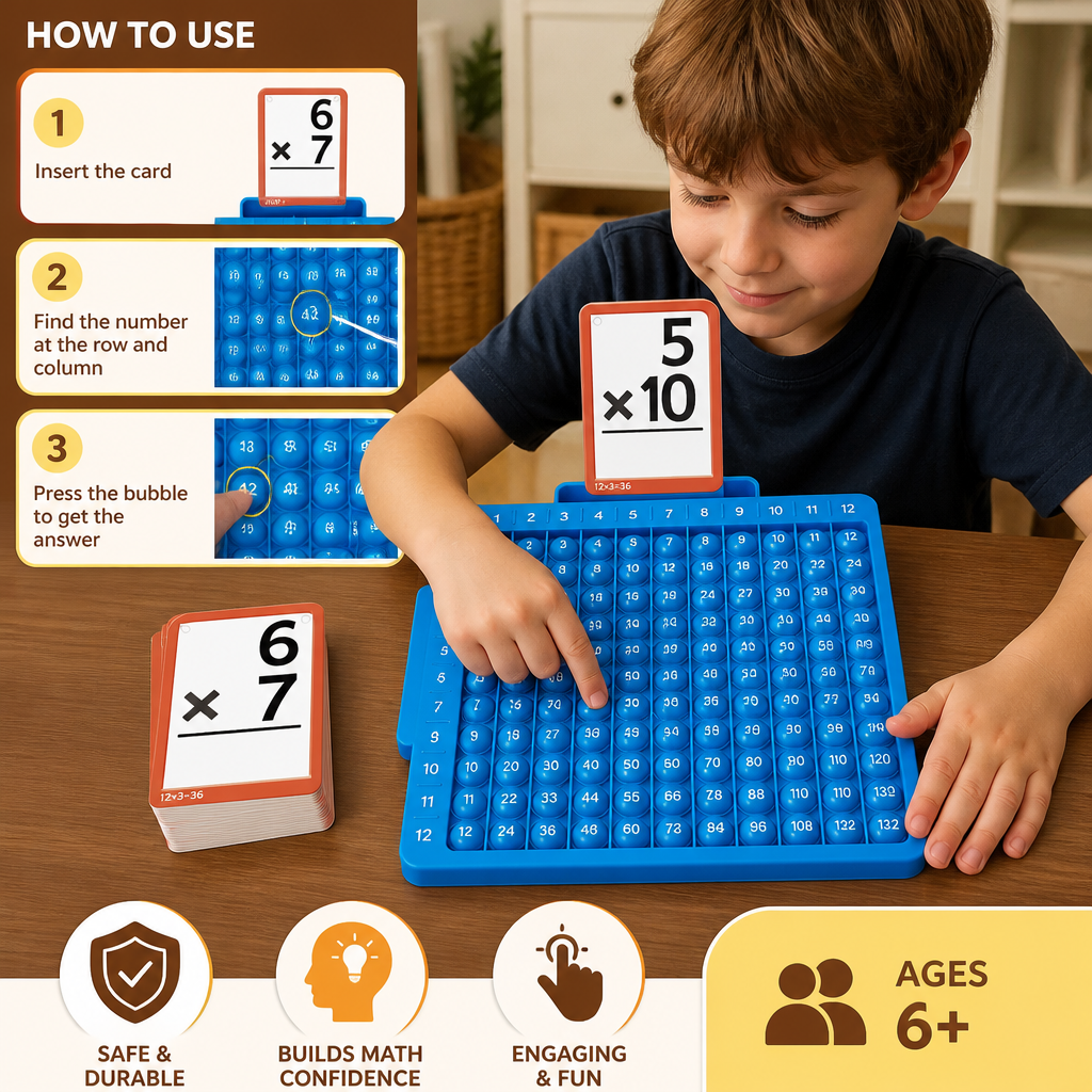 Set de tarjetas para aprender matemáticas con tablero de cálculo – Suma, resta, multiplicación y división