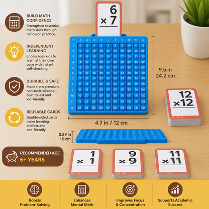 Set de tarjetas para aprender matemáticas con tablero de cálculo – Suma, resta, multiplicación y división
