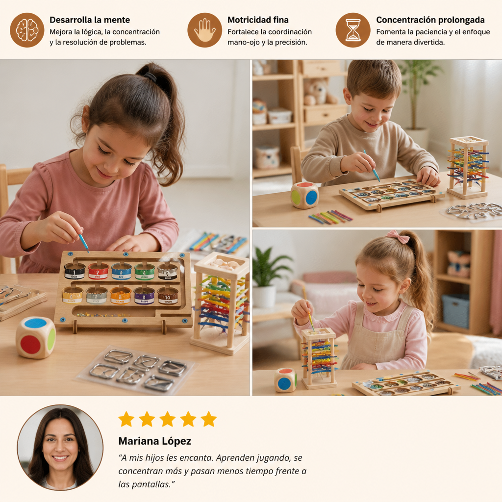 Set de Rompecabezas Montessori de Juego y Desarrollo de 3 Piezas para Niños