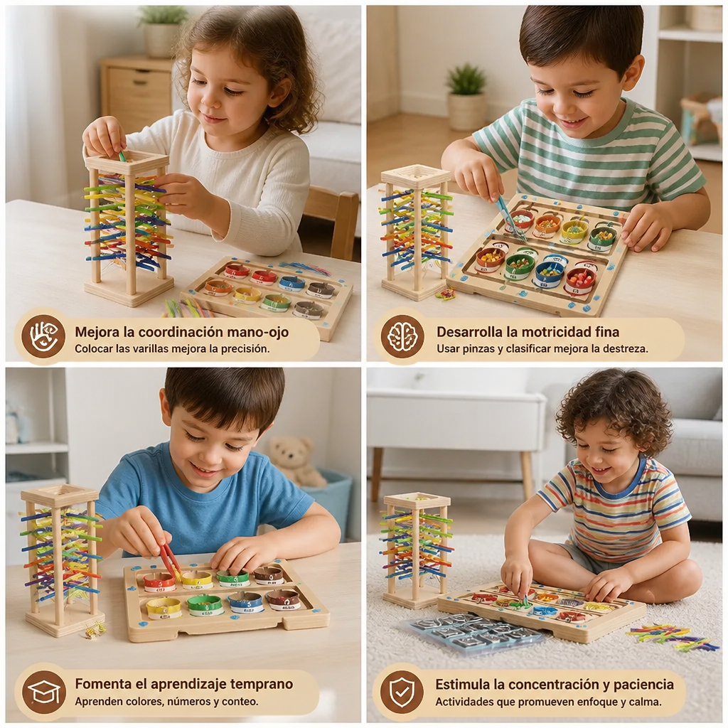 Set de Rompecabezas Montessori de Juego y Desarrollo de 3 Piezas para Niños