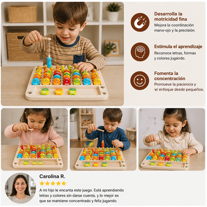 Juego de Pesca Magnética de Madera – Juguete Educativo Infantil para Aprender el Abecedario, las Matemáticas y Desarrollar la Motricidad Fina