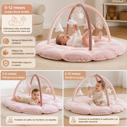 Gimnasio de juegos para bebé 5 en 1 de felpa, manta de actividades y cama con juguetes colgantes