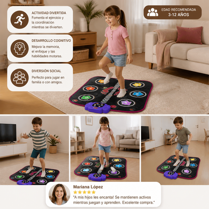 Alfombrilla de baile Bluetooth luminosa para niños con 5 modos de juego