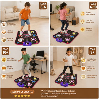 Alfombrilla de baile Bluetooth luminosa para niños con 5 modos de juego