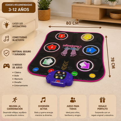 Alfombrilla de baile Bluetooth luminosa para niños con 5 modos de juego
