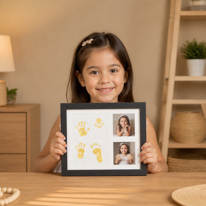 Kit de marco de recuerdo DIY para niños – huella de mano y portafotos