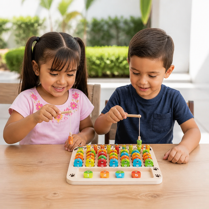 Juego de Pesca Magnética de Madera – Juguete Educativo Infantil para Aprender el Abecedario, las Matemáticas y Desarrollar la Motricidad Fina