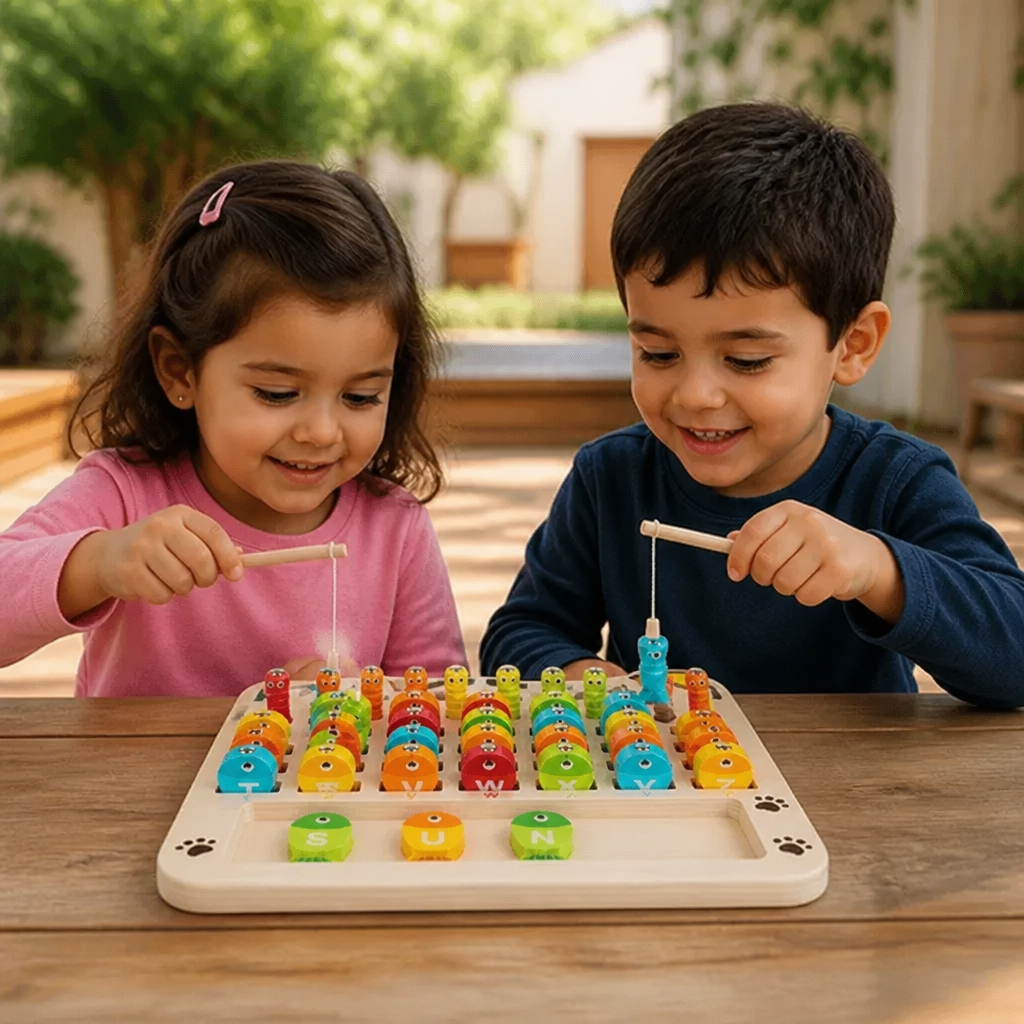 Juego de Pesca Magnética de Madera – Juguete Educativo Infantil para Aprender el Abecedario, las Matemáticas y Desarrollar la Motricidad Fina