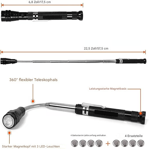 Luz Magnética Extensible para Herramientas Flexible y Extensible