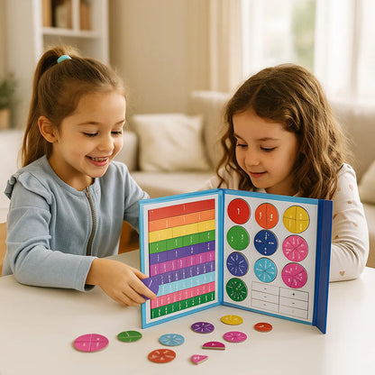 Pizarra magnética de aprendizaje de fracciones para niños | Colorida herramienta matemática para la comprensión de fracciones y operaciones