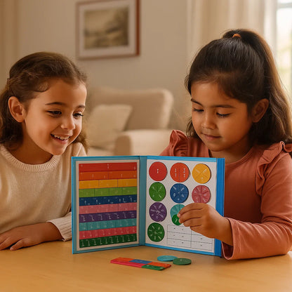 Pizarra magnética de aprendizaje de fracciones para niños | Colorida herramienta matemática para la comprensión de fracciones y operaciones