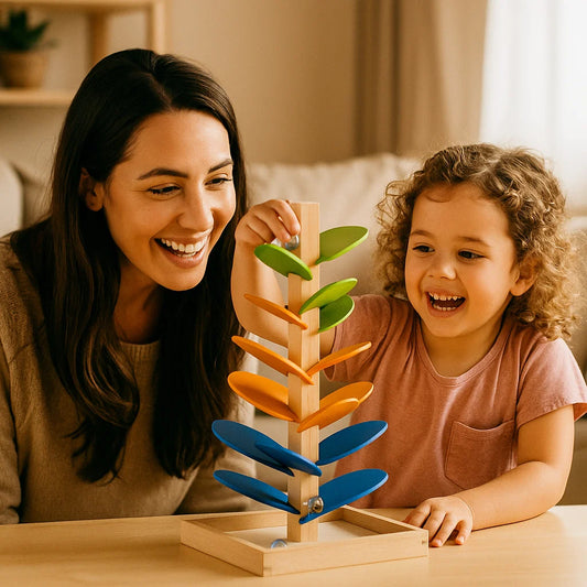 Árbol de bolas de madera para niños | Colorido juguete de pista musical para habilidades motoras y diversión de aprendizaje temprano