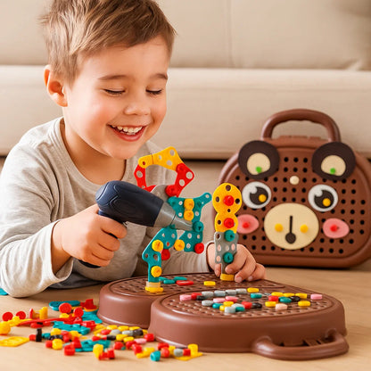 Set de juego de taladro para niños | Caja de herramientas educativa con destornillador eléctrico para construcción y juegos de rol Sistema de juego de taladro para niños