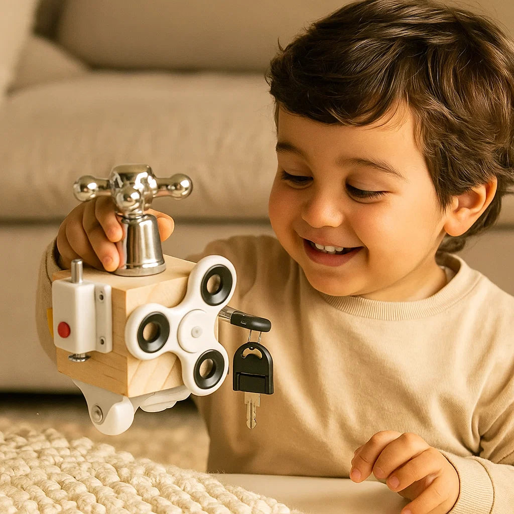 Cubo de actividades de madera para niños pequeños ⎜ Juguete educativo para la motricidad fina y el aprendizaje sensorial temprano