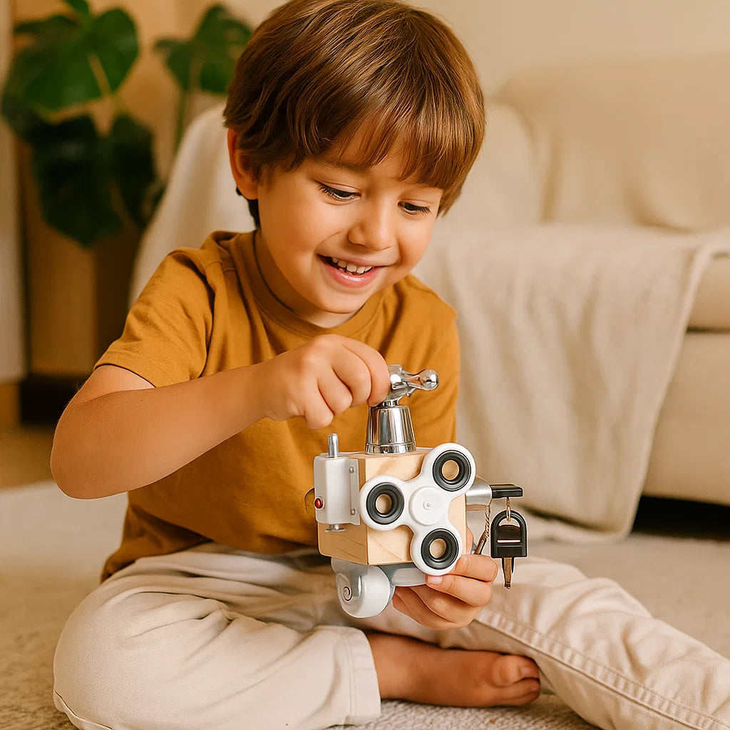 Cubo de actividades de madera para niños pequeños ⎜ Juguete educativo para la motricidad fina y el aprendizaje sensorial temprano