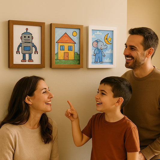 Marco de exhibición de arte infantil ⎜ Marco de fotos abatible con espacio de almacenamiento para dibujos y proyectos creativos
