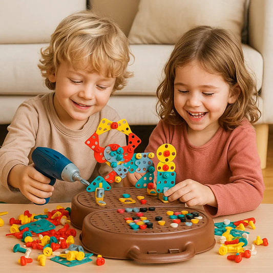 Set de juego de taladro para niños | Caja de herramientas educativa con destornillador eléctrico para construcción y juegos de rol Sistema de juego de taladro para niños