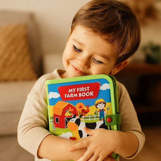 Libro educativo de cuentos de granja para niños pequeños | Libro de actividades de fieltro suave para el aprendizaje de animales y habilidades motoras finas