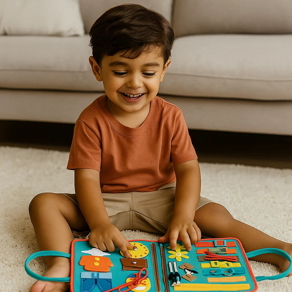 Tablero Montessori para niños pequeños ⎜ Libro de actividades de fieltro para aprender números, letras y motricidad fina