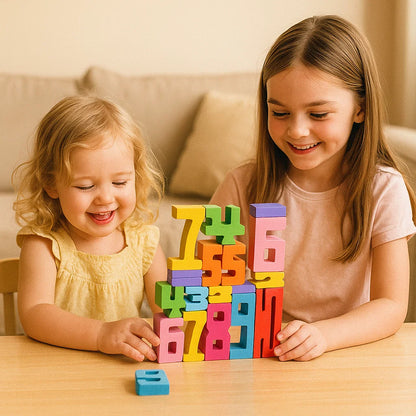 Bloques numéricos de madera para niños | Colorido juguete apilable para contar, lógica y aprendizaje temprano de matemáticas