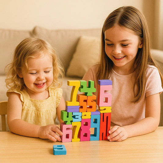 Bloques numéricos de madera para niños | Colorido juguete apilable para contar, lógica y aprendizaje temprano de matemáticas