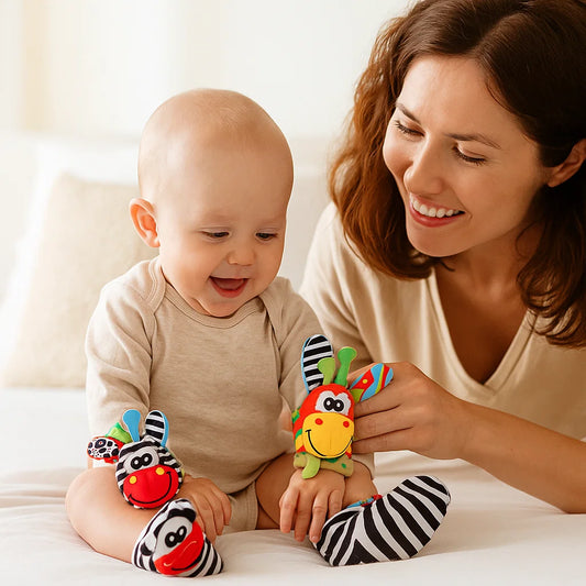 Juego de muñeca y calcetín sonajero para bebé | Juguetes sensoriales de colores para el aprendizaje temprano y el desarrollo de habilidades motoras