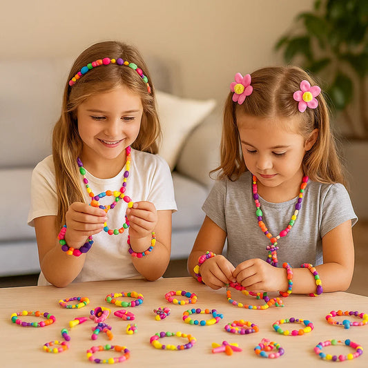 Juego de cuentas Pop para niños | Colorido kit de joyería DIY para juego creativo y desarrollo de habilidades motoras finas
