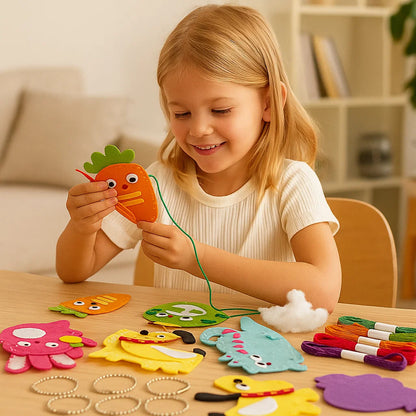 Juego de costura diy de animales de fieltro para niños | Divertido set de manualidades para la coordinación mano-ojo y el desarrollo de habilidades creativas