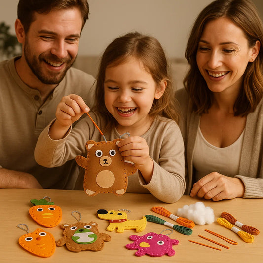 Juego de costura diy de animales de fieltro para niños | Divertido set de manualidades para la coordinación mano-ojo y el desarrollo de habilidades creativas